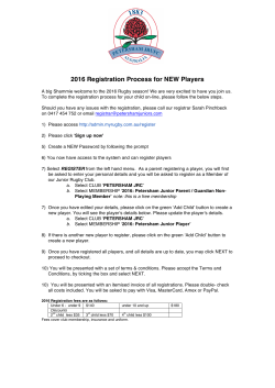 2016 Registration Process for NEW Players