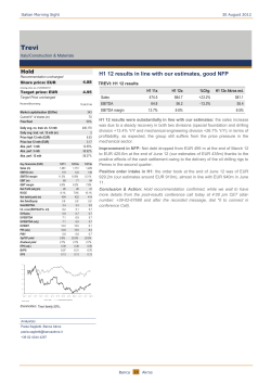 Hold H1 12 results in line with our estimates, good NFP