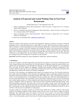 Analysis of Expected and Actual Waiting Time in Fast Food