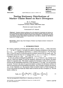 Testing Stationary Distributions of Markov Chains Based on Rao`s