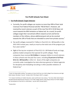 For-Profit Schools Fact Sheet - Governor`s Working Group on