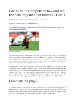 Fair or foul? Competition law and the financial regulation of football