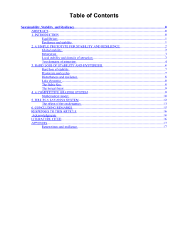Sustainability, Stability, and Resilience