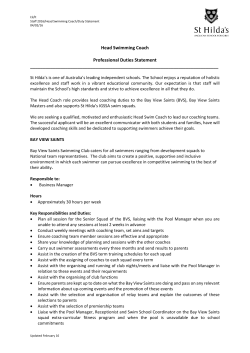 Head Swimming Coach Professional Duties Statement