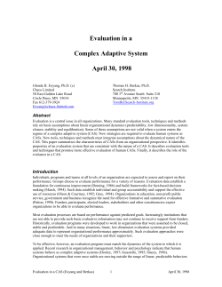 Evaluation in a Complex Adaptive System April 30, 1998