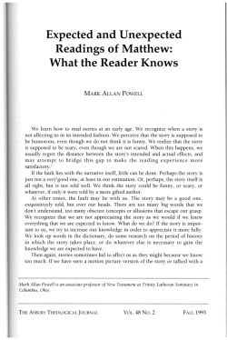Expected and Unexpected Reading of Matthew: What the Reader