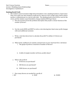Unit 3 Linear Function Name: Lesson 1 Modeling Linear
