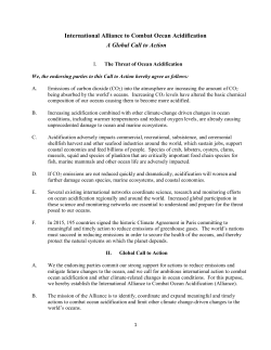 International Alliance to Combat Ocean Acidification A Global Call to