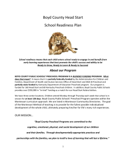 Boyd County Head Start School Readiness Plan School readiness