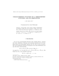 CHARACTERISTIC FUNCTION OF A MEROMORPHIC FUNCTION