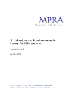 (micro) course in microeconomic theory for MSc students