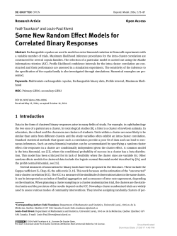 Some New Random E ect Models for Correlated Binary