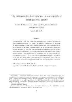 The optimal allocation of prizes in tournaments of heterogeneous