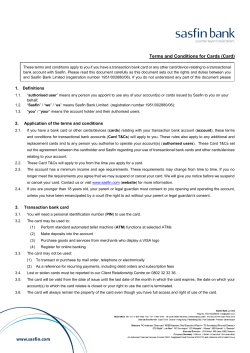 Terms and Conditions for Cards (Card)