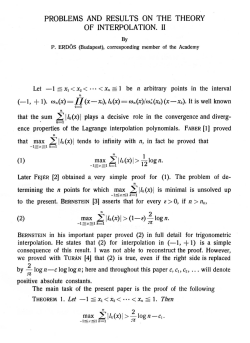 problems and results on the theor y of interpolation. ii