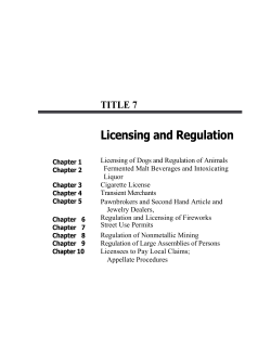 TITLE 7 Licensing and Regulation Licensing of Dogs and