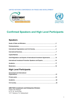 Confirmed Speakers and High Level Participants Speakers