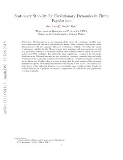 Stationary Stability for Evolutionary Dynamics in Finite