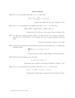 Junior problems J289. Let a be a real number such