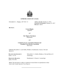 R. v. Bingley, 2017 SCC 12 APPEAL HEARD
