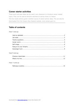 Career starter activities Table of contents
