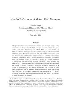 On the Performance of Mutual Fund Managers