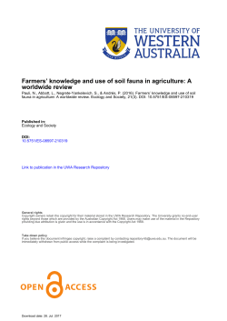Farmers` knowledge and use of soil fauna in agriculture: A