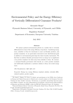 Environmental Policy and the Energy Efficiency of Vertically