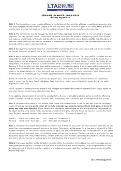 BLTA Winter League Rules RULE 1. The Competition is open to