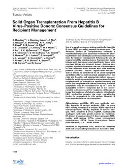 Solid Organ Transplantation From Hepatitis B Virus