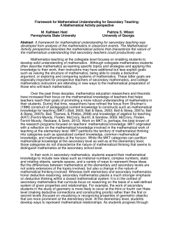 A framework for mathematical understanding for secondary teaching