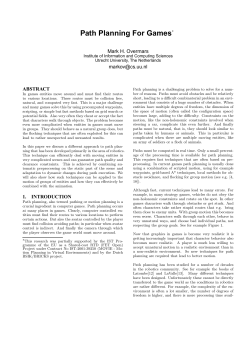 Path Planning For Games - Department of Information and