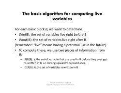 The basic algorithm for computing live variables
