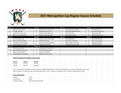 2017 Metropolitan Cup Regular Season Schedule