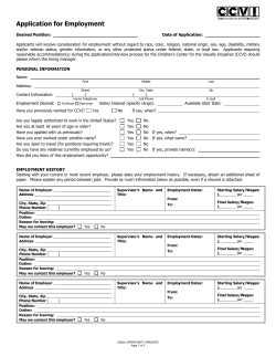 Application for Employment - Children`s Center for the Visually