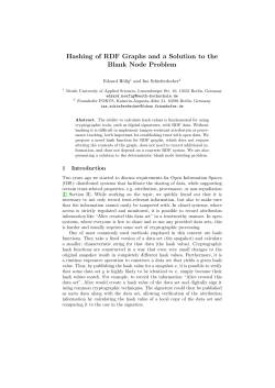 Hashing of RDF Graphs and a Solution to the Blank Node Problem