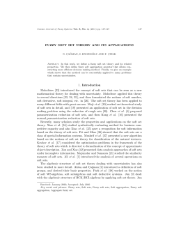 FUZZY SOFT SET THEORY AND ITS APPLICATIONS 1. Introduction