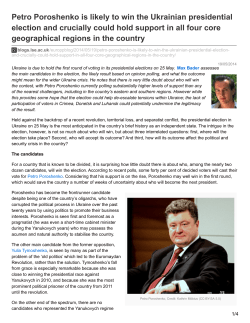 Petro Poroshenko is likely to win the Ukrainian presidential election
