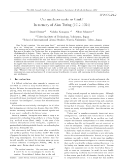 Can machines make us think? In memory of Alan Turing (1912&ndash;1954)