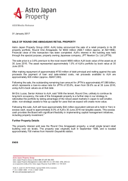 ASX/Media Release 31 January 2017 SALE OF ROUND ONE