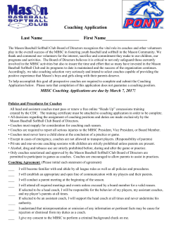 Coaching Application - Mason Baseball Softball Club