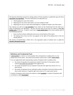 The Gaussian elimination process for solving systems of linear
