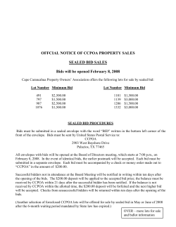 The CCPOA will be accepting sealed bids for the following property: