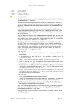21.03 SETTLEMENT 21.03-1 Settlement Patterns Context and