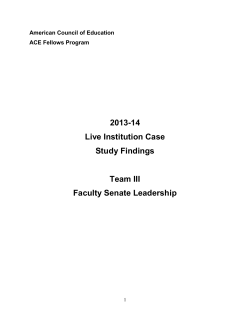 ACE Case Study Senate - Faculty Senate and Governance