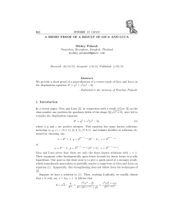 A2 INTEGERS 13 (2013) A SHORT PROOF OF A RESULT OF GICA