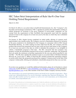 SEC Takes Strict Interpretation of Rule 14a-8`s One