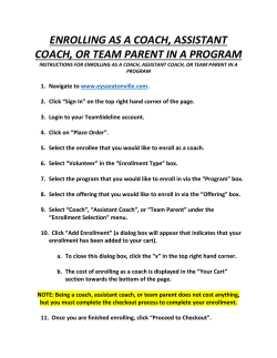 enrolling as a coach, assistant coach, or team parent in a program