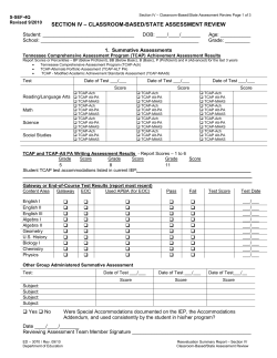 SECTION IIV &ndash; Current Classroom Based