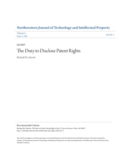 The Duty to Disclose Patent Rights - Northwestern University School